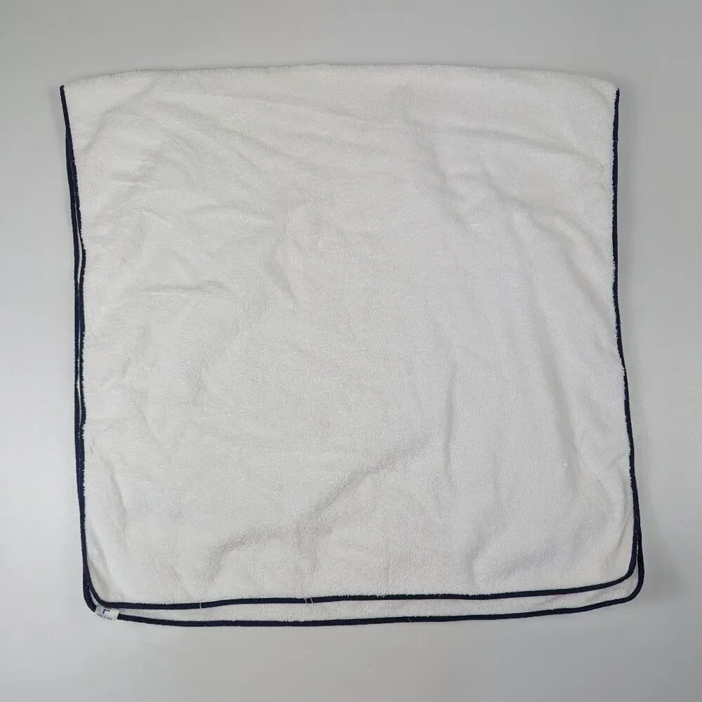 FILA White Line Bath Towel Vtg 73 Italy White Navy Embroidered Logo 100% Cotton
